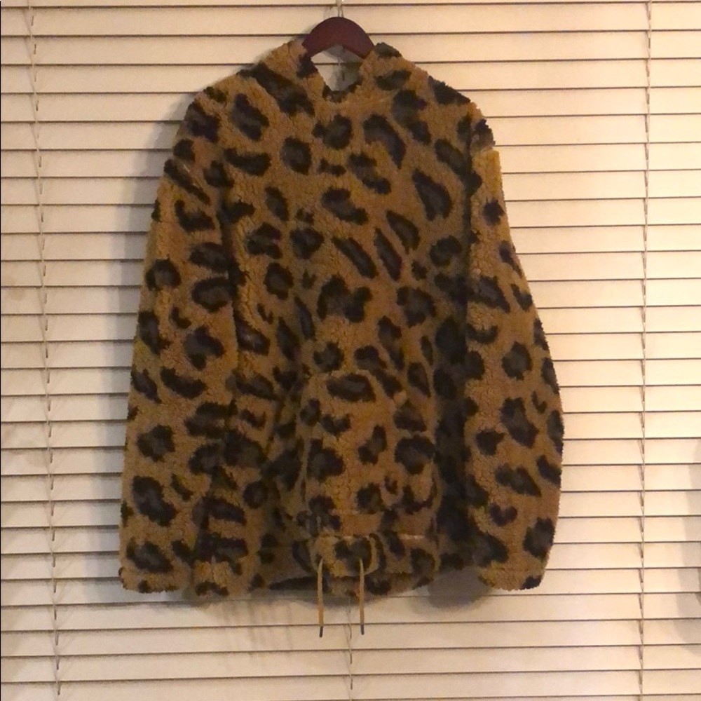 Fuzzy cheetah print hoodie